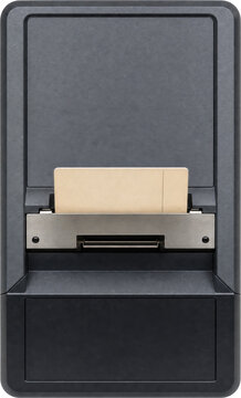 Vintage computer punch card reader isolated on transparent background