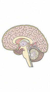 Detailed anatomical diagram of human brain cross section.
