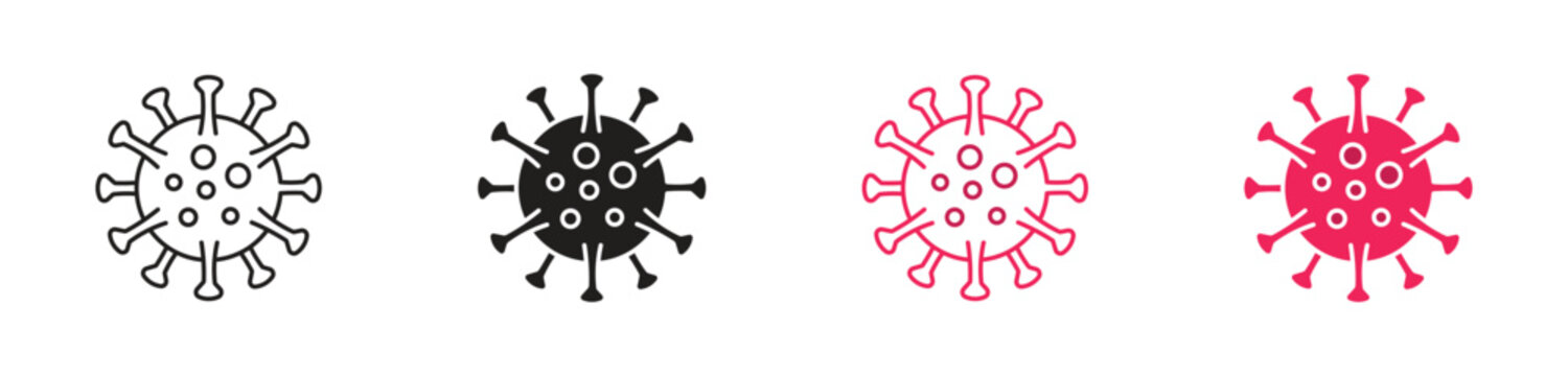 Virus Icon Set, infectious disease concept, healthcare and microbiology, pathogen detection and medical research, vector icons