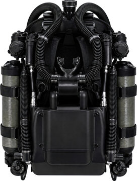 Professional scuba diving rebreather isolated on transparent background