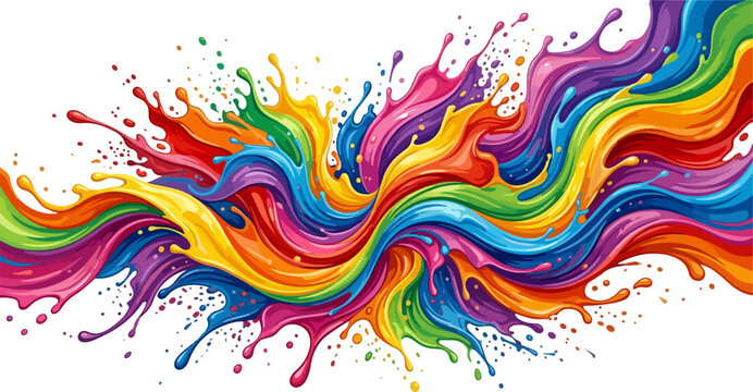 Energetic Paint Splash Explosion With Rainbow Colors Depicting Abstract Art And Creative Inspiration