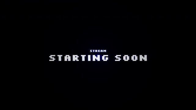 Stream Starting Soon Glitch Motion Graphic with Retro Pixel Text and Digital Distortion Effect for Live Streaming Overlays 4k video animation seamless loop