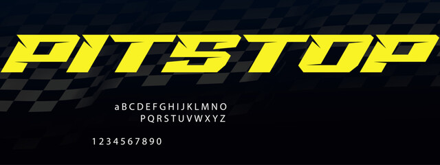 Pit Stop Racing Font Alphabet — High‑Speed Motorsport Display Typeface Inspired by Fuel and Tire Changes © Hasan