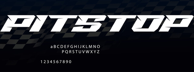 Pit Stop Racing Font Alphabet — High‑Speed Motorsport Display Typeface Inspired by Fuel and Tire Changes © Hasan