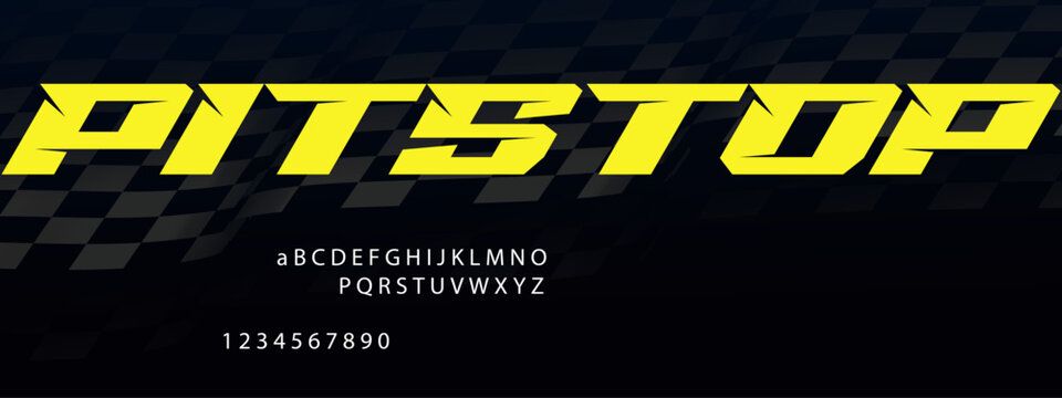 Pit Stop Racing Font Alphabet &mdash; High‑Speed Motorsport Display Typeface Inspired by Fuel and Tire Changes