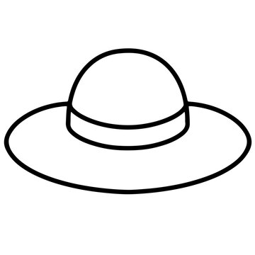 Simple Sun Hat Illustration, Summer Fashion Accessory Icon, Straw Hat Doodle, Isolated on Transparent Background