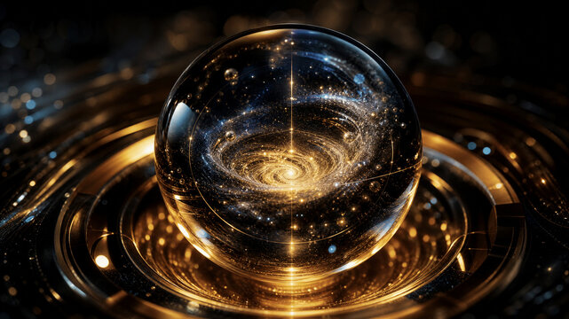 The Genesis of Time: Macro Shot of a Qubit in Superposition Containing a Miniature Galaxy