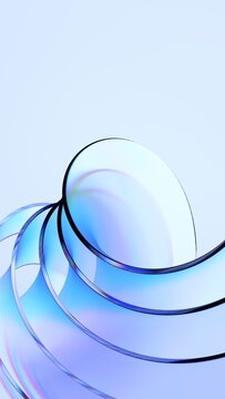 Abstract clean glass shapes, vertical 3d render