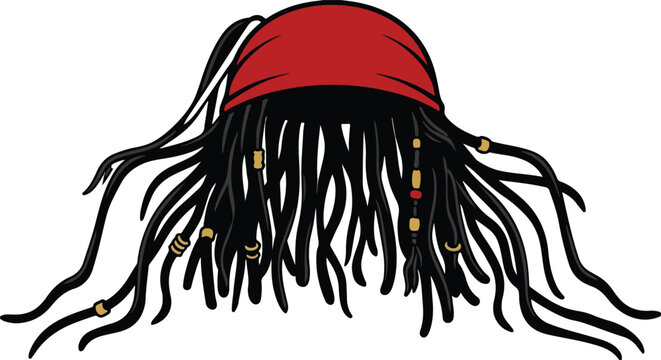 Dreadlocks hairstyle with red bandana and decorative beads dreadlocks hairstyle accessory