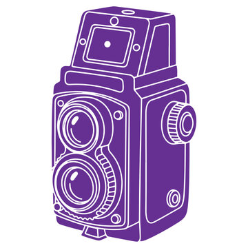 Vintage twin lens reflex camera illustration isolated on transparent background