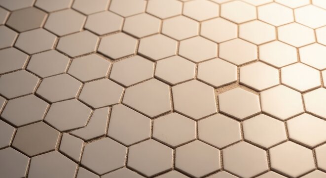 Beige hexagonal tile flooring pattern background