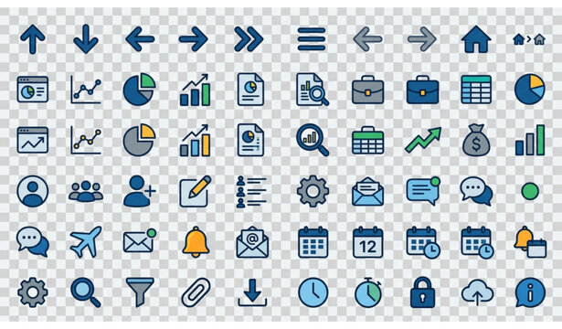 Modern user interface and business symbols vector icon set