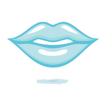 Stylized blue lips illustration