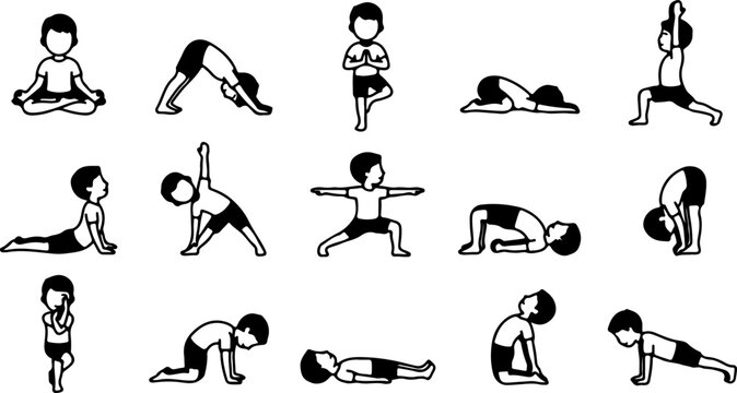 kids yoga poses collection for fitness and mindfulness