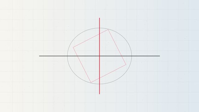Minimalist geometric animation of rotating shapes on grid