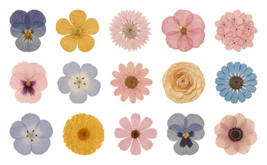 Fototapeta premium Colorful pressed flower collection