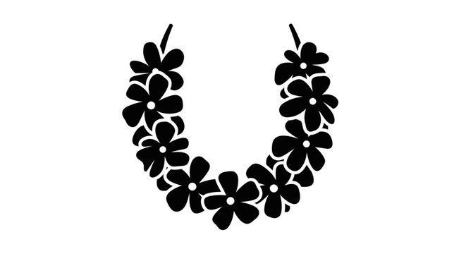 Black silhouette of a Hawaiian floral lei necklace.
