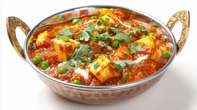 Matar paneer, a popular north indian curry dish made with peas and paneer cheese in a tomatobased sauce