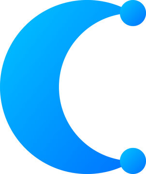 Blue gradient crescent shape icon, vector symbol, modern design element, abstract logo