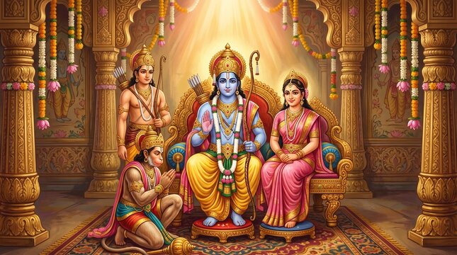 Hindu god rama sita laxmana hanuman darshan ram navami festival celebration wallpaper hd