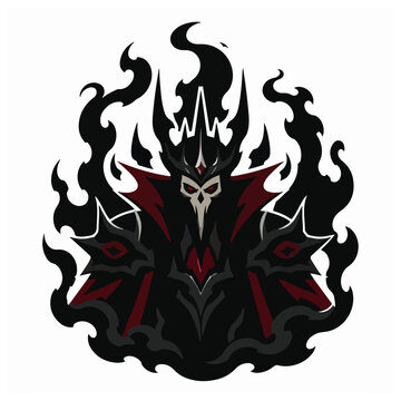 Dark Fantasy Lich King Skull Mascot Vector Emblem Design