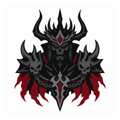 Naklejka premium Dark Skull King Warrior Mascot Vector Logo Design