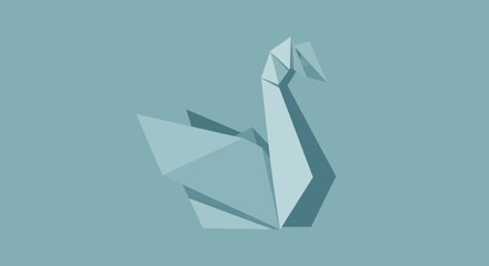 Origami swan vector illustration on light blue background © Wa