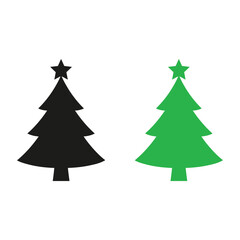 Obraz premium Simple Black and Green Christmas Tree Silhouettes with Stars