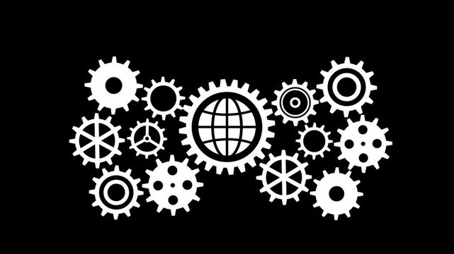 Seamless Looping Gear Mechanism Animation Industrial Technology Motion 3 D Rendered Rotating Cogs and Wheels for Engineering Business and Digital Backgrounds