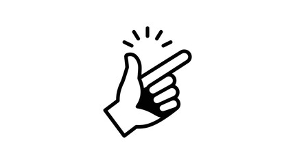 Obraz premium Hand snapping fingers line art icon with motion lines.