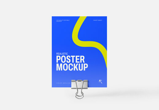 Poster Mockup with Binder Clip