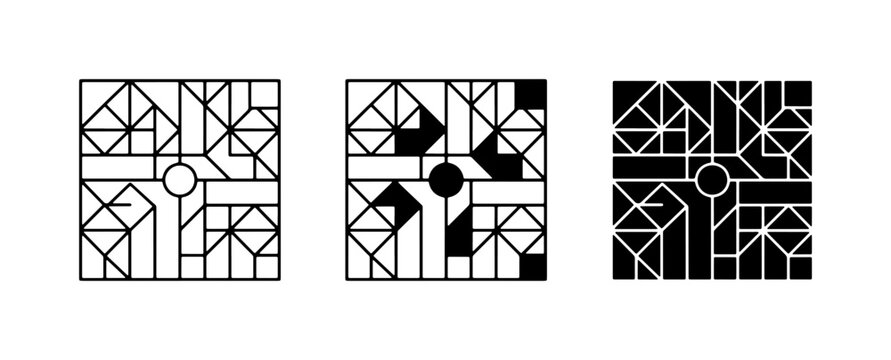 Geometric Pattern Icons, Abstract Art, Decorative Elements, Vector Graphics