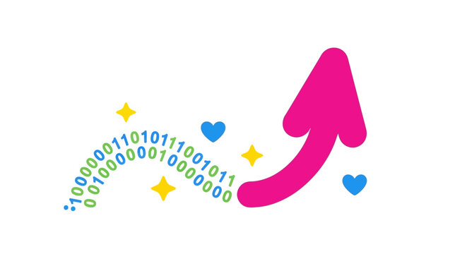 Binary Code Wave Pink Arrow Illustration