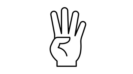 Fototapeta premium Line art hand showing three fingers up gesture icon.