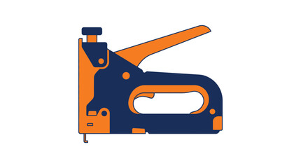 Naklejka premium Manual heavy duty staple gun illustration in orange and blue.