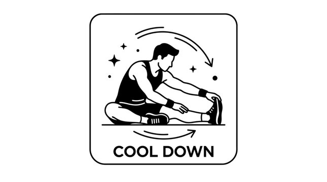 Man performing seated hamstring stretch for cool down.