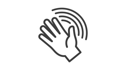 Minimalist line art icon of a waving hand. © Ahda