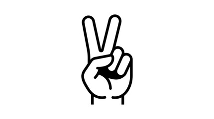 Fototapeta premium Minimalist line art peace sign victory hand gesture icon.
