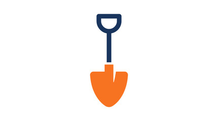 Orange shovel icon for gardening and construction work. © Ahda