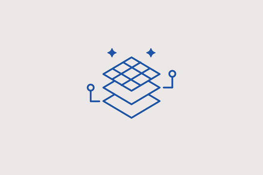 Multi layered field soil grid line icon for digital mapping for geographic information systems. Professional vector illustration for precision agriculture terrain analysis tools.