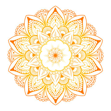 Orange chakra mandala radiates calm elegance