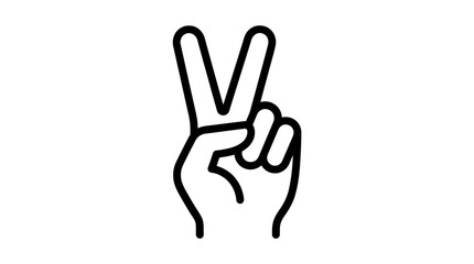 Obraz premium Peace sign hand gesture line icon.
