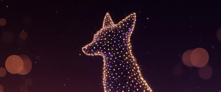 Futuristic Fox Profile Rendered in Glowing 3D Molecular Network