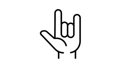 Fototapeta premium Rock on heavy metal hand sign line icon.
