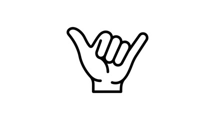 Obraz premium Shaka or hang loose hand gesture linear icon.