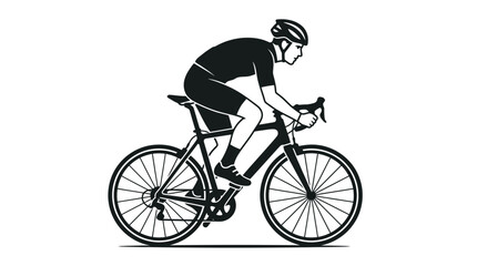 Fototapeta premium Silhouette of a cyclist riding a road bicycle.