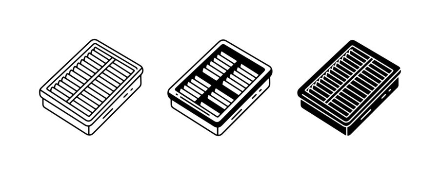 Air Filter Icons, Automotive Parts, Engine Components, Vehicle Maintenance, Graphic Elements