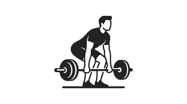 Silhouette of man performing barbell deadlift powerlifting exercise.