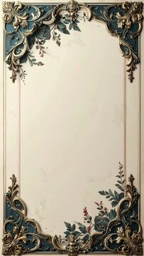 Ornate Rococo Mirror Frame with Floral Accents.