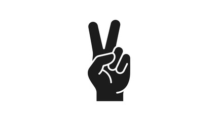 Obraz premium Solid black hand showing victory or peace gesture.